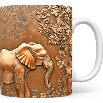 Hrnek s elefantem a květinami