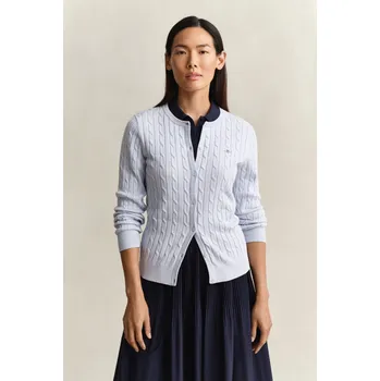 Dámský svetr KARDIGÁN GANT STRETCH COTTON CABLE CARDIGAN LIGHT BLUE