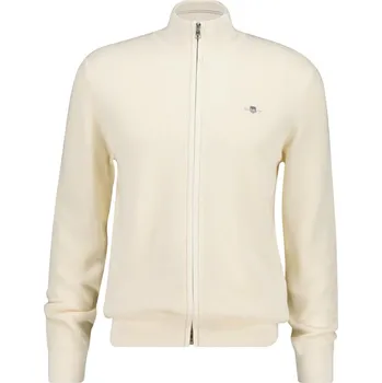 Pánský svetr KARDIGÁN GANT MICRO TEXTURED COTTON ZIP CARDIGAN CREAM