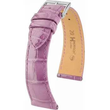 Řemínek na hodinky Kožený řemínek Hirsch London L 04307087-2, fialový, aligátoří kůže, délka L, Quick Release