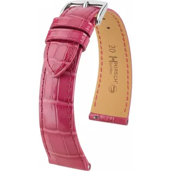 Řemínek na hodinky Kožený řemínek Hirsch London L 04307024-2, růžový, aligátoří kůže, délka L, Quick Release - 22 mm