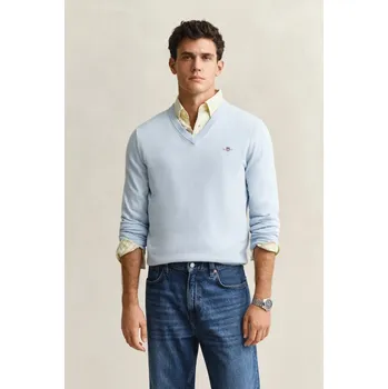 Pánský svetr SVETR GANT CLASSIC COTTON V-NECK FRESH BLUE