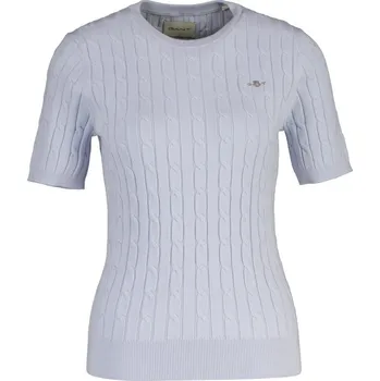 Dámský svetr SVETR GANT STRETCH COTTON CABLE SS C-NECK LIGHT BLUE