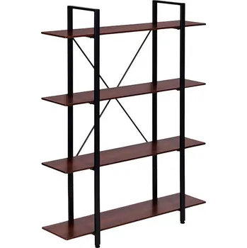 police ModernHome S-04A Regál v industriálním stylu, 4 police, 105 × 140 cm, hnědý