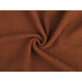 Galanterie Teddy plyšová látka, barva 6 (19) (220 g/m²) hnědá koňak