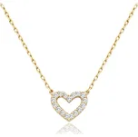 Olivie MINET Zlatý náhrdelník srdce s bílými zirkony Au 585/1000
