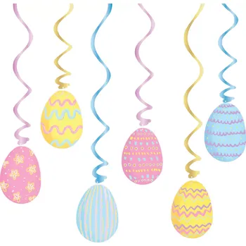 Velikonoční dekorace Závěsná spirálová dekorace Velikonoční vajíčka 6 ks