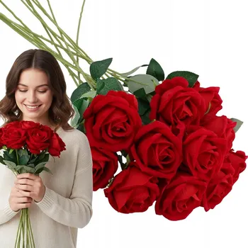 umělá květina UMĚLÉ KVĚTY ROSTLINY RŮŽE KYTICE HUSTÁ 12ks DÁRKY NA VALENTÝNA