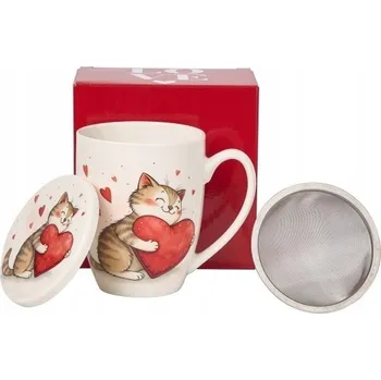 Hrnek Duo Kočka s hračkou, keramický, 360 ml