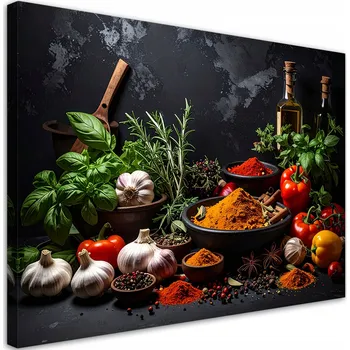 Obraz Obraz do kuchyně restaurace baru jídelny, Koření bylinky zelenina 100x70