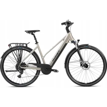 Jízdní kolo Elektrokolo Romet e-Gazela 2.0, 17 palců, béžové, hliníkový rám, 9 rychlostí