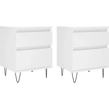 Noční stolek Bílý noční stolek s kovovými nožičkami 40 x 35 x 50 cm