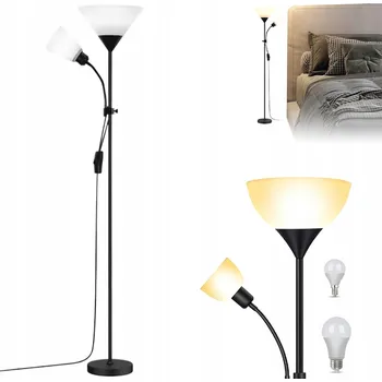 Stojací lampa Stojací lampa Elecwish černá se 3 policemi, 2 USB porty, patice E27, 8 W