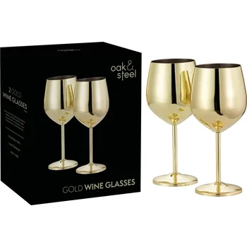 Sklenice Sklenice na víno Golds4 žlutá kovová 500 ml 2 ks
