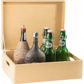 Úložný box Dřevěná bedýnka s víkem 40x30x13,5 cm Béžová