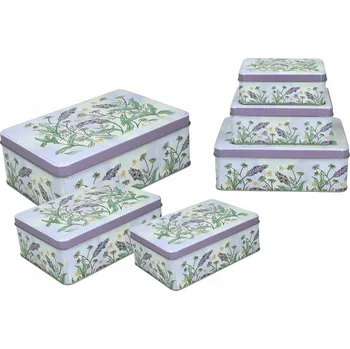 Dóza na potraviny SADA 3 KOVOVÝCH DÓZ Levandule - Nádoby na Čaj, Kávu, DÁREK