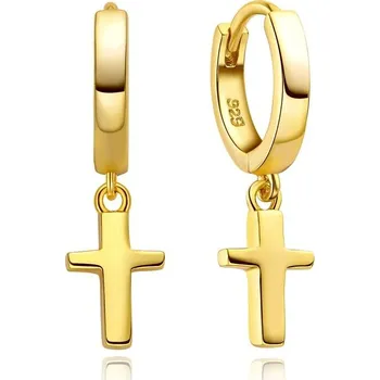 Náušnice MOISS stříbrné náušnice KŘÍŽEK GOLD