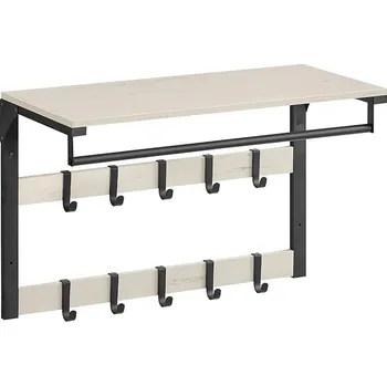 Věšák VASAGLE Nástěnný věšák 10 odnímatelných háčků bílá černá