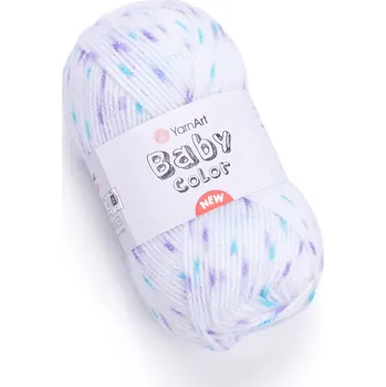 Yarn Art příze Baby Color 201 bílá s modrou a fialovou