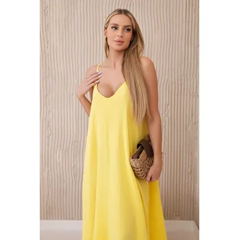 Dámské šaty Kesi Mušelínové šaty Lucky na ramínka Barva: Žlutá, Velikost: UNI