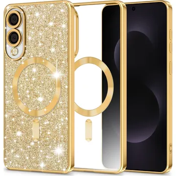 Pouzdro na mobilní telefon Techsuit - Luxusní třpytivý MagSafe - Samsung Galaxy S25 Edge - zlatý