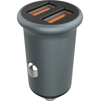 ColorWay - Mini nabíječka do auta (CW-CHA036Q-GR) - 2x USB, Quick Charge 2.0 & 3.0, 36W, 3A, Huawei FCP, Auto ID Chip, 24V - šedá barva