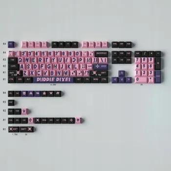 Klávesnice Klávesy pro mechanickou klávesnici PBT, profil Cherry, 129 ks, velké znaky Pu