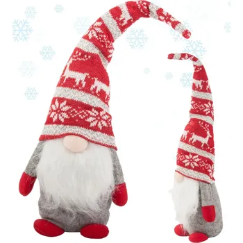 Vánoční dekorace Verk Group Vánoční skřítek šedý skřítek s vousy pod vánočním stromkem 48cm měkký