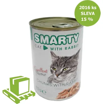 SMARTY Cat Králík chunks, konzerva 410 g (paleta 2016 ks) SLEVA 15 %