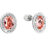 Stříbrné náušnice pecky se Swarovski krystaly oranžový oválek