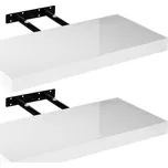 Stilista Nástěnná polička, bílý lesk, 50 cm, 2 kusy