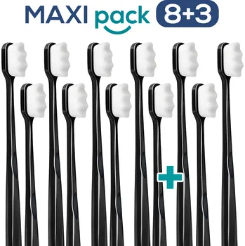 Zubní kartáček MAXI PACK 8+3 Ultrajemný zubní kartáček Nanosmile Black