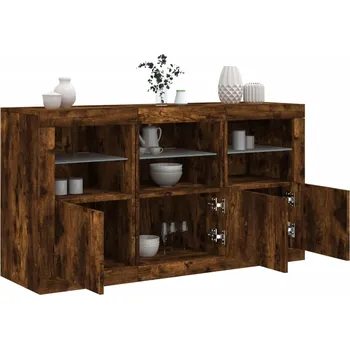 Příborník a kredenc zahrada-XL Příborník s LED osvětlením kouřový dub 123 x 37 x 67 cm 3209062