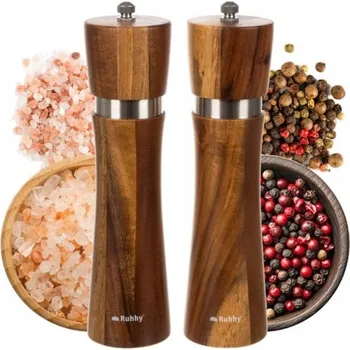 Kuchyňský mlýnek Ruční mlýnek na sůl a pepř DŘEVĚNÝ Ruhhy 2 kusy
