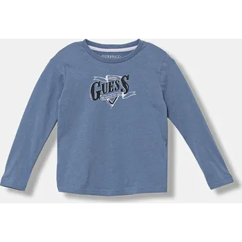 Dětské bavlněné tričko s dlouhým rukávem Guess N5BI18.I3Z14.9BYA modrá 55X, vel. 113-118