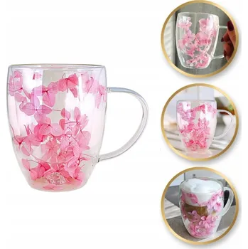 Sklenice Sklenice na kávu a čaj Ecarla 300 ml, růžové sklo, dvojitá stěna