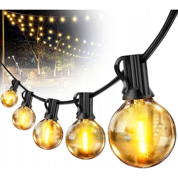 Venkovní osvětlení ZAHRADNÍ SVĚTELNÝ ŘETĚZ 30m 50 LED Světýlka Zahradní 230V Venkovní Napájení