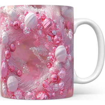 Hrnek s vánočním motivem a růžovými ozdobami