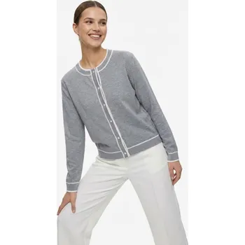 Dámský svetr Sinsay - Kardigan s kontrastní lemovkou - šedá - 760IV-09M - 760IV-09M-XL