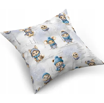 Polštář Povlak na polštář ZIMNÍ "jasiek" 40x40 cm, Zimní Zvířata Šedá