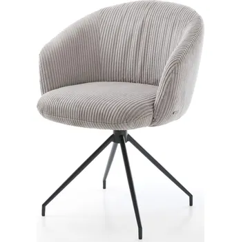 Jídelní židle DELIFE Jídelní židle Caja-Flex s područkami manšestr stříbrně šedá křížová podnož zúžená černá 180° otočná taštičkové pružiny