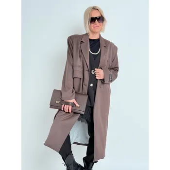 Dámský kabát Miss City Official Hnědý kabát FEELS Hnědá, UNI S-XL