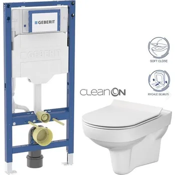 WC sada GEBERIT Duofix bez tlačítka + WC CERSANIT CITY NEW CLEANON + WC SEDÁTKO SLIM 111.300.00.6 CI2