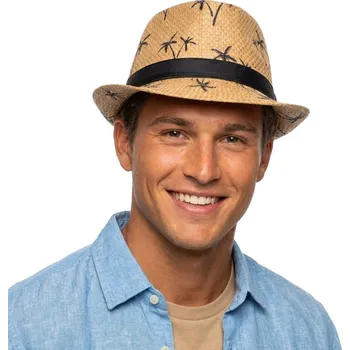 Karnevalový doplněk Plážový klobouk letní palmy tmavý