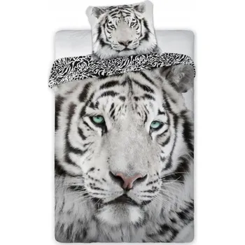 Povlečení POVLEČENÍ PRO MLÁDEŽ 160X200 WILD TYGR BÍLÝ TYGR TMAVÝ OBOUSTRANNÝ