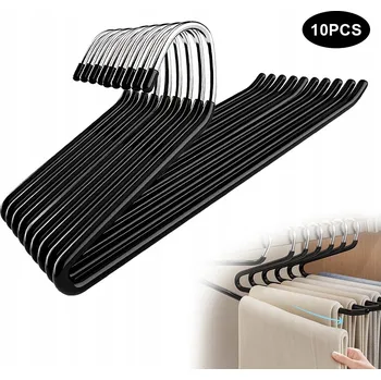 Věšák 10 Otevřených Věšáků na Oblečení, Kovové Věšáky ve Tvaru Z na Džíny, Kalhoty