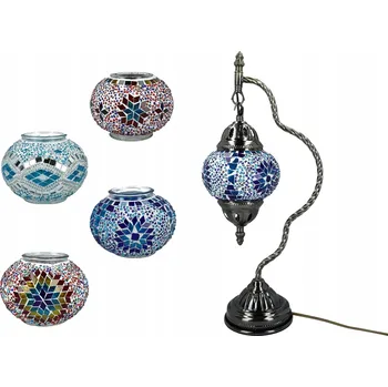 Lampička STOLNÍ LAMPA NOČNÍ SKLENĚNÉ STÍNIDLO MOZAIKA ORIENTÁLNÍ STYL DOMŮ