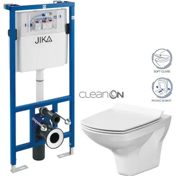 WC sada JIKA předstěnový instalační systém bez tlačítka + WC CERSANIT CLEANON CARINA + SEDÁTKO H895652 X CA3