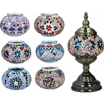 Stojací lampa STOJACÍ LAMPA NOČNÍ SKLENĚNÉ STÍNIDLO MOZAIKA BAREVNÁ TURECKÝ STYL