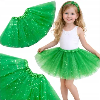 Dámská sukně TYLOVÁ SUKNĚ PRO DÍVKY BALETKA TUTU VOLÁNKY POHODLNÁ ZELENÁ